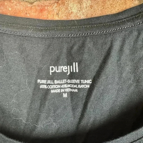 J Jill Luxe Supima Ballet Sleeve Tunic Top Black M - Picture 2 of 2